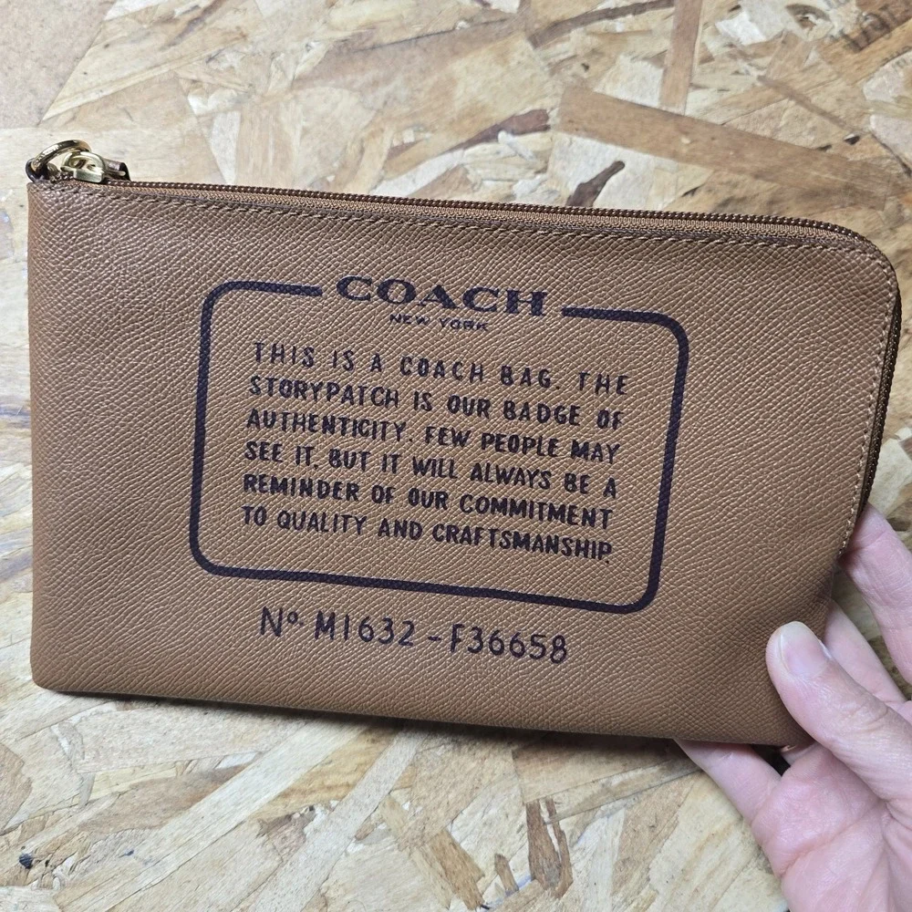 COACH Brown Leather Pouch Clutch Bag 9